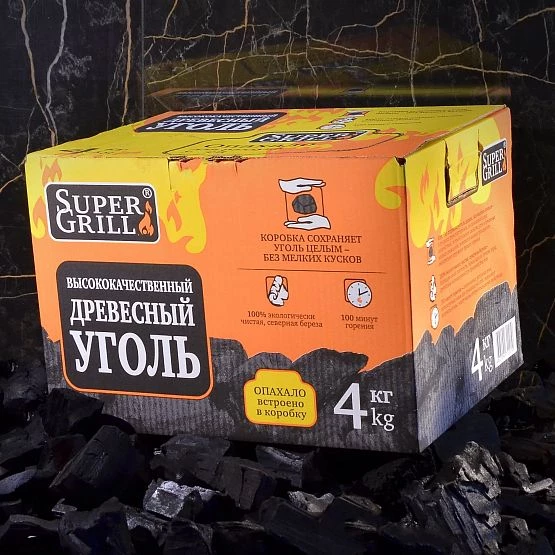 Уголь Супер Гриль коробка 4 кг